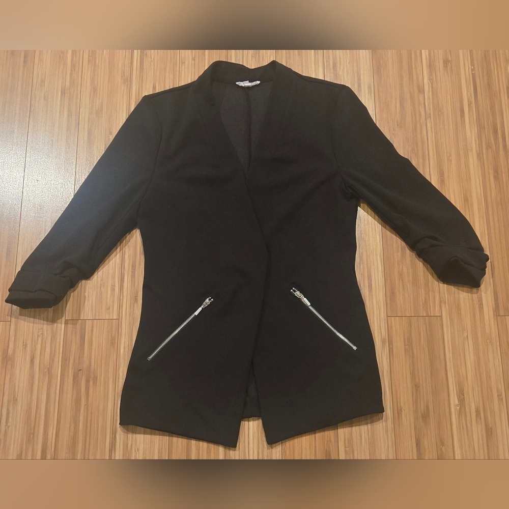 Maurices Women's Black Blazer with Zipper Detail